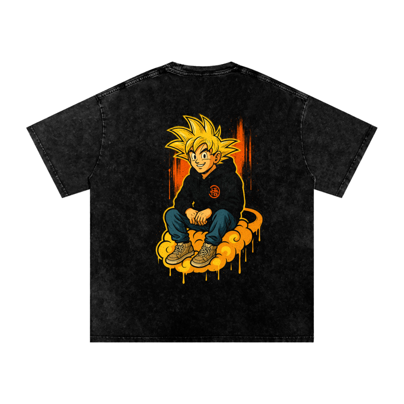 Dragon Ball Z, Goku inspired Acid Wash Oversize T-Shirt - 250 GSM