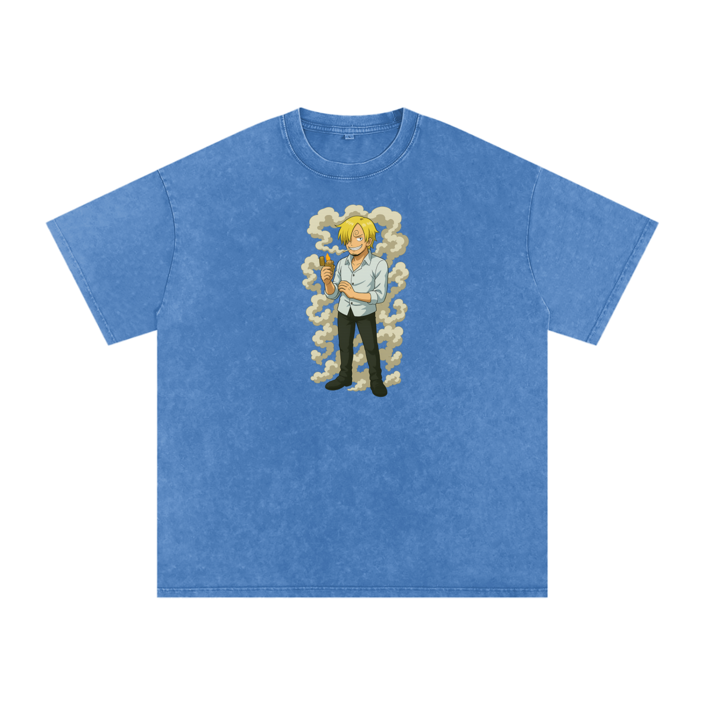 One Piece inspired Sanji Acid Wash Oversize T-Shirt - 250 GSM