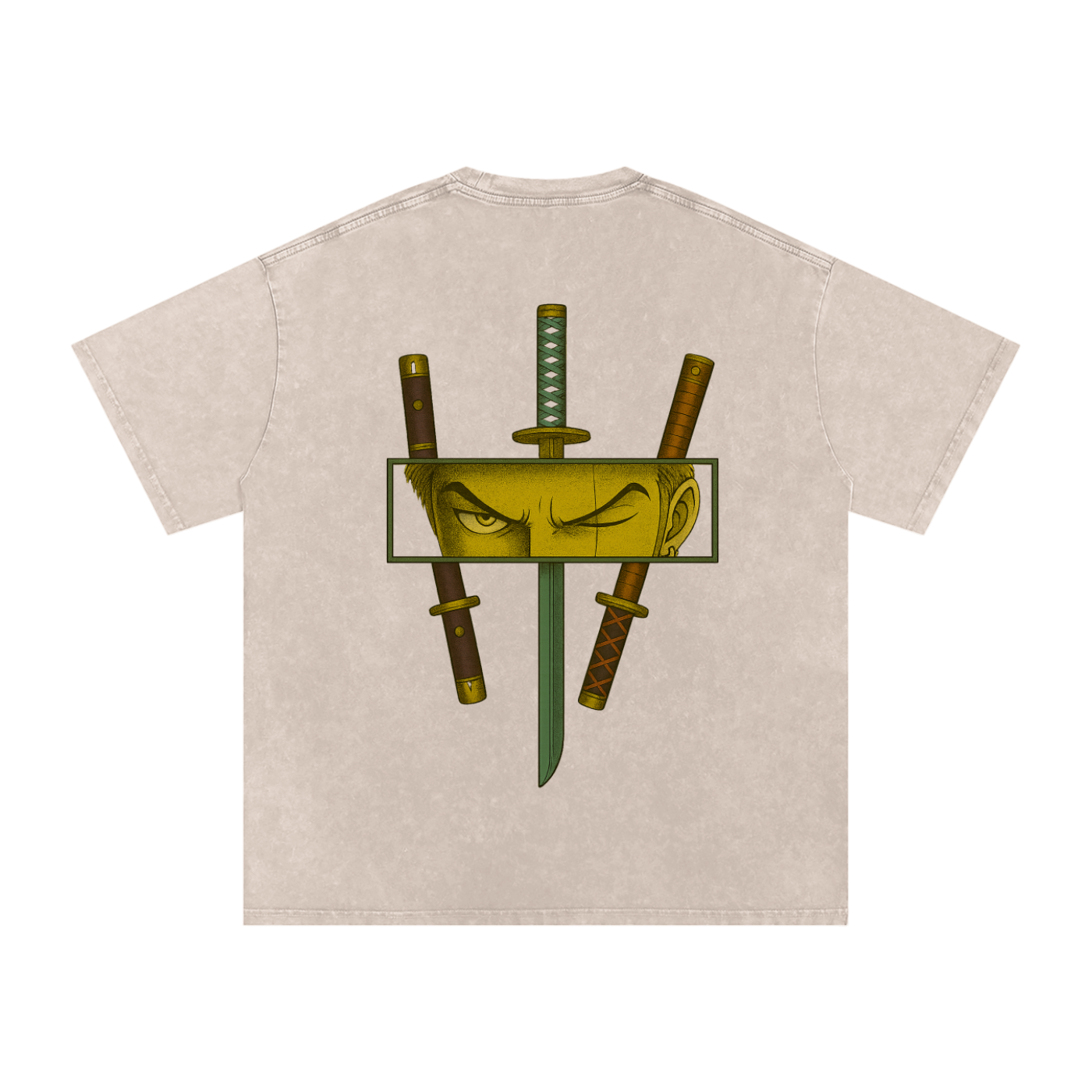 One Piece Zoro inspired Acid Wash Oversize T-Shirt - 250 GSM