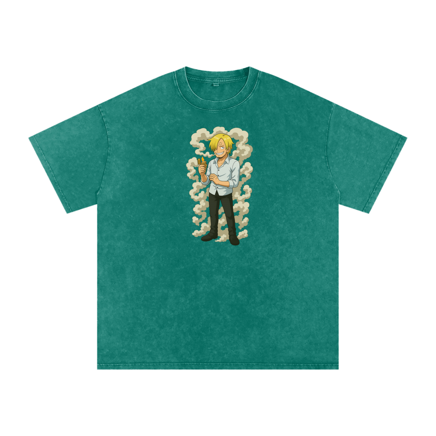 One Piece inspired Sanji Acid Wash Oversize T-Shirt - 250 GSM