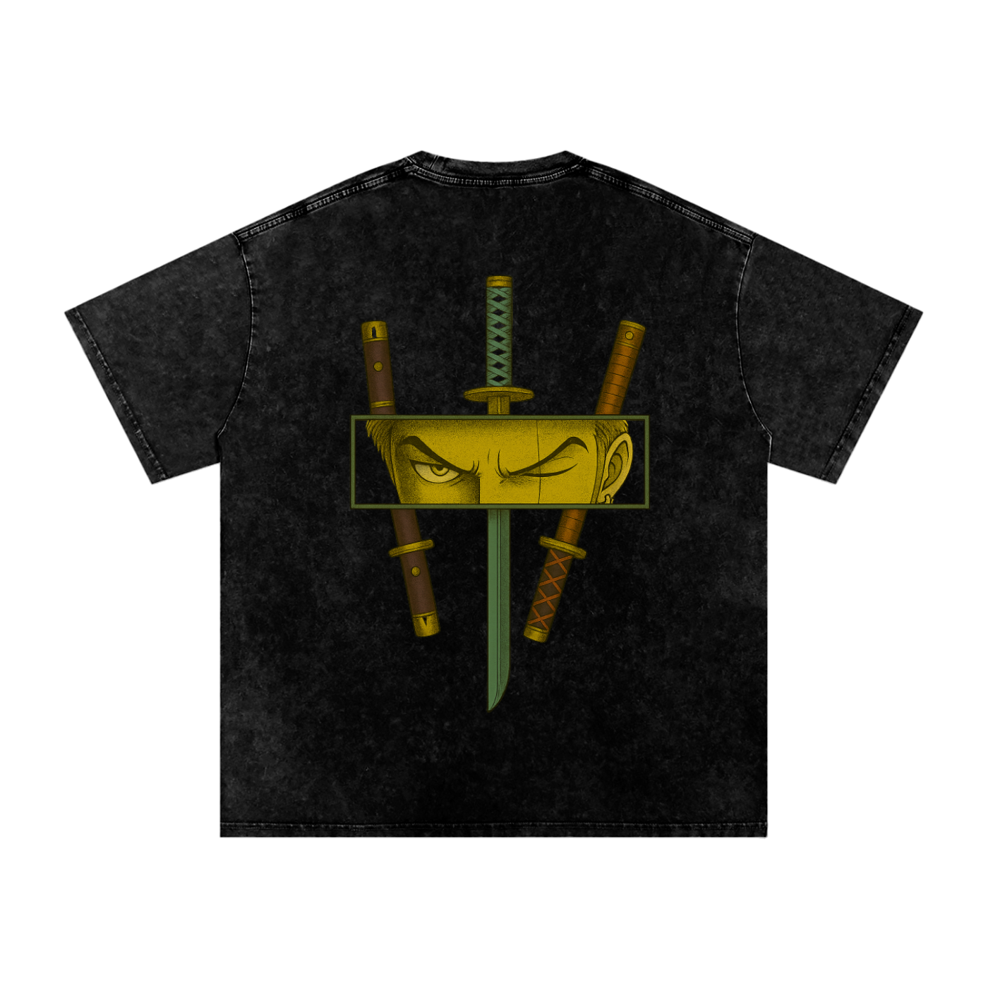 One Piece Zoro inspired Acid Wash Oversize T-Shirt - 250 GSM