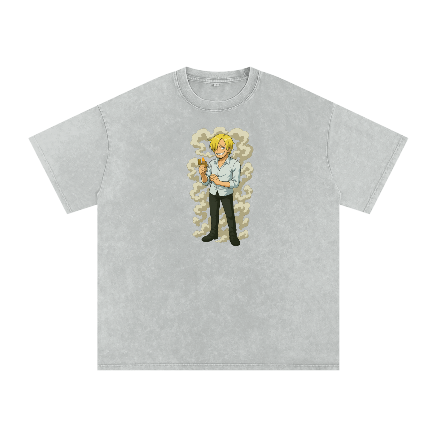One Piece inspired Sanji Acid Wash Oversize T-Shirt - 250 GSM