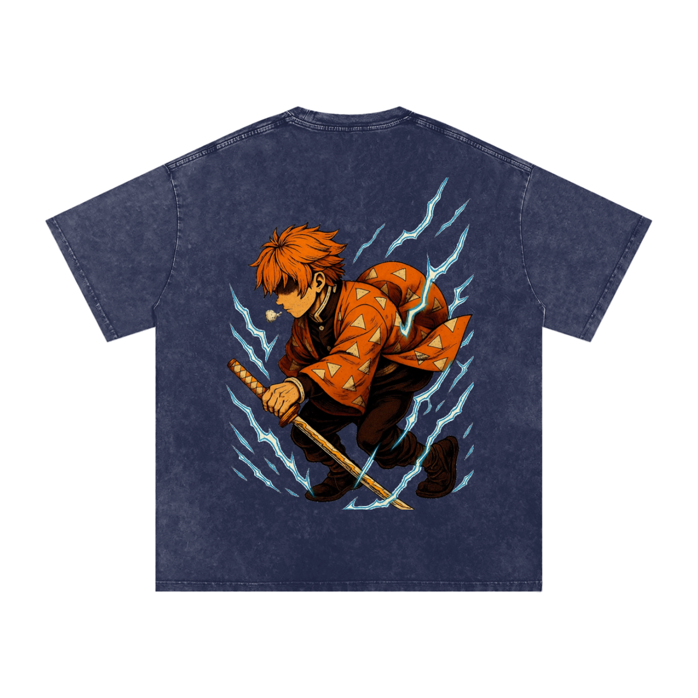 Demon Slayer Zenitsu inspired Acid Wash Oversize T-Shirt - 250 GSM