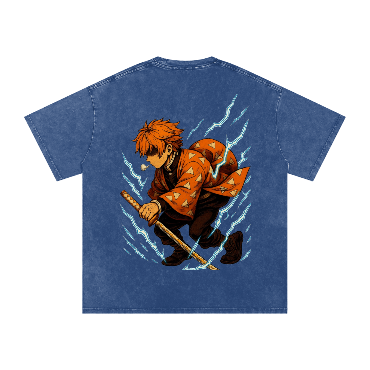 Demon Slayer Zenitsu inspired Acid Wash Oversize T-Shirt - 250 GSM