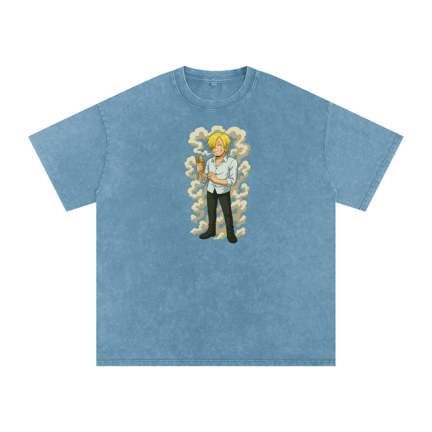 One Piece inspired Sanji Acid Wash Oversize T-Shirt - 250 GSM