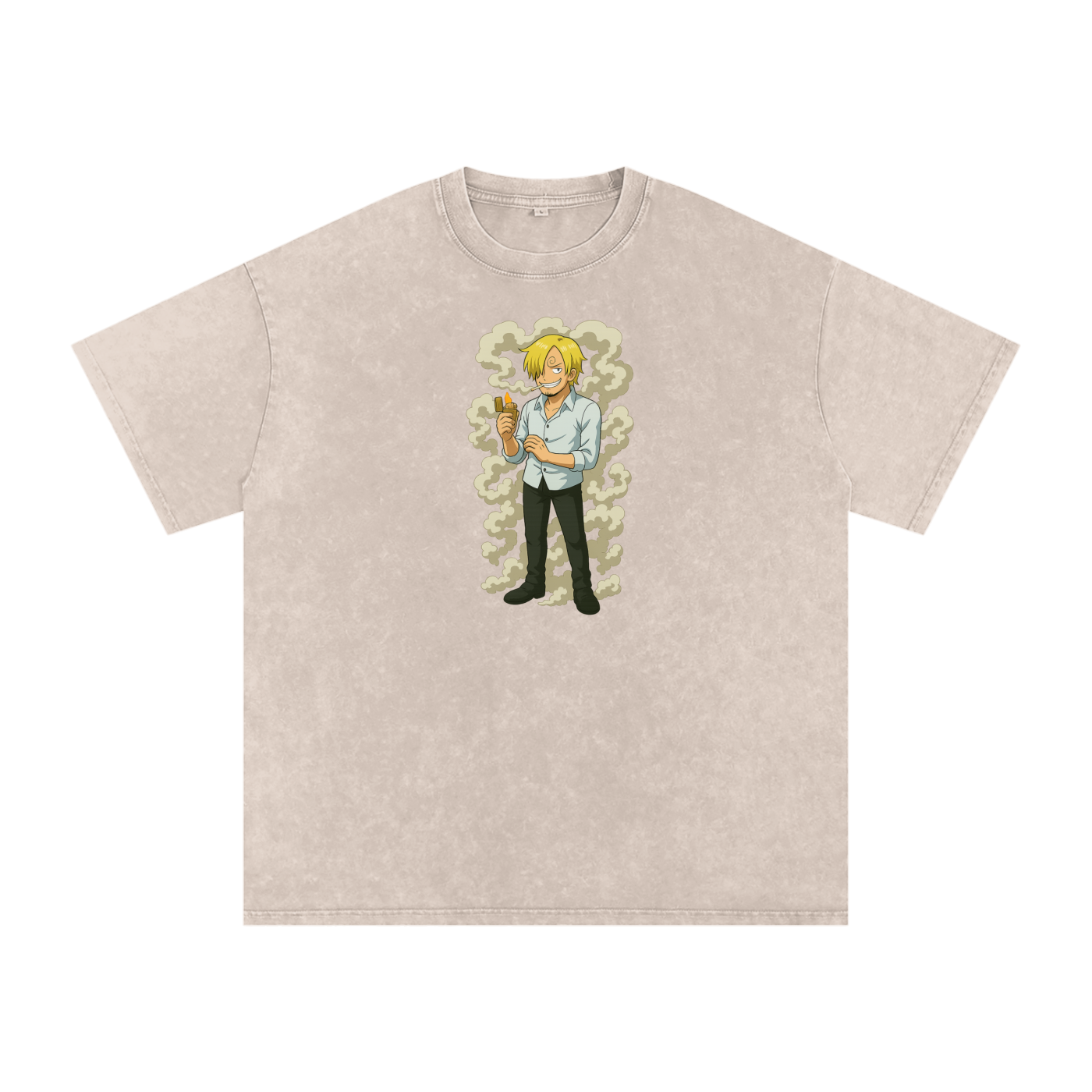 One Piece inspired Sanji Acid Wash Oversize T-Shirt - 250 GSM