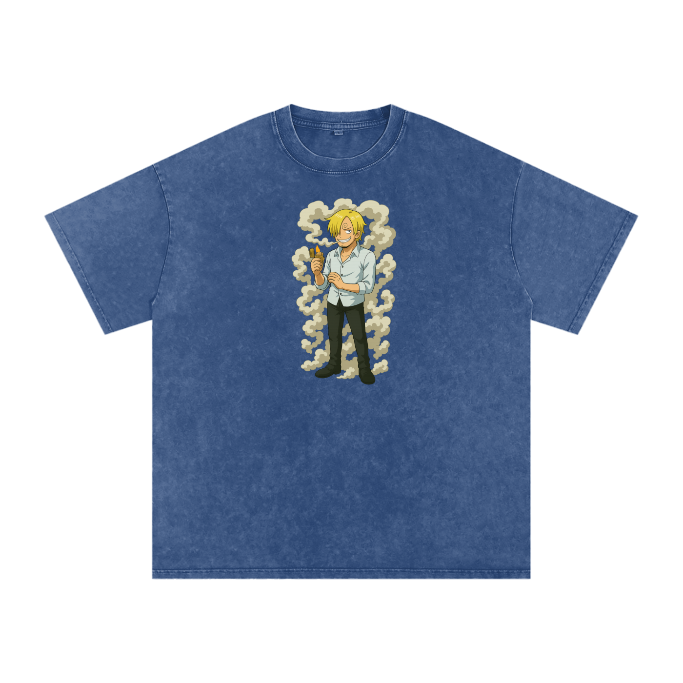 One Piece inspired Sanji Acid Wash Oversize T-Shirt - 250 GSM